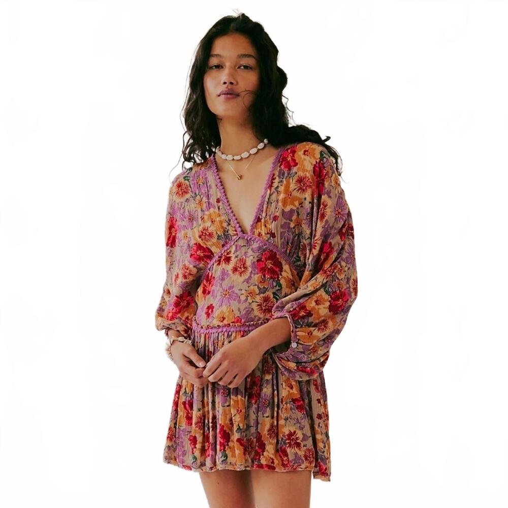 SOLD OUT  $148 Free People Sweet Dreams Floral Printed Mini Dress Size S #1198
